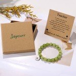 JoycuFF Beaded Bracelets Inspirational Bracelets for Teacher Teacher's Day Unique Compass Bead Stone Gifts To My Teacher from Student Jewelry Light Green