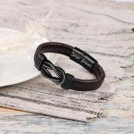 JoycuFF Son Gifts from Mom Dad Braided Leather Bracelet for Men Birthday Christmas Gifts for Son from Mom Dad Mother and Son Bracelet Linked Together Inspirational Gifts to My Son 7.5 Inch