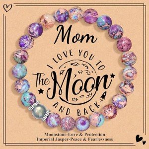 JoycuFF Mothers Day Gifts from Husband I Love You Bracelets Surprise Gifts Idea for Mother from Daughter Son Best Mom Ever Handmade Colorful Imperial Stone Birthday Gifts for Mom