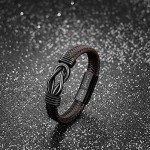 JoycuFF Son Gifts from Mom Dad Braided Leather Bracelet for Men Birthday Christmas Gifts for Son from Mom Dad Mother and Son Bracelet Linked Together Inspirational Gifts to My Son 7.5 Inch