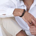 JoycuFF Son Gifts from Mom Dad Braided Leather Bracelet for Men Birthday Christmas Gifts for Son from Mom Dad Mother and Son Bracelet Linked Together Inspirational Gifts to My Son 7.5 Inch