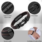 JoycuFF Son Gifts from Mom Dad Braided Leather Bracelet for Men Birthday Christmas Gifts for Son from Mom Dad Mother and Son Bracelet Linked Together Inspirational Gifts to My Son 7.5 Inch