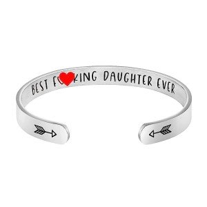 JoycuFF Daughter Gifts from Mom Dad Bracelets for Daughter Women Inspirational Jewelry Encouragement Bangle Stainless Steel Metal Cuff for Daughter
