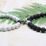 JoycuFF Matching Bracelet For Couples Lava Rock Diffuse Elastic Yoga Agate Beads Bracelet Gifts For Bf And Gf Adjustable Beaded Bracelets For Women Men Lovers Valentines Day Christmas Gifts
