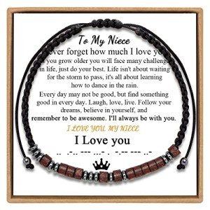 JoycuFF To My Niece Bracelets Unique Gifts from Aunt Birthday Anniversary Valentine's Day Thanksgiving Day Christmas I Love You Morse Code Bracelets