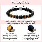 JoycuFF Brother Bracelet Gifts from Sister, Birthday Father's Day Thanksgiving Day Christmas Ideas Gifts for Brother, Adjustable 8mm Mens Tiger Eye Black Matte Agate Bead Bracelets for Him