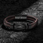 JoycuFF Gifts for Men Leather Bracelet for Men To My Man Boyfriend Husband Lettering Love You Forever Gifts for Him Christmas Anniversary Birthday Valentine's Day Promise Thank You Gifts 8.5inches