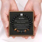 JoycuFF Brother Bracelet Gifts from Sister, Birthday Father's Day Thanksgiving Day Christmas Ideas Gifts for Brother, Adjustable 8mm Mens Tiger Eye Black Matte Agate Bead Bracelets for Him