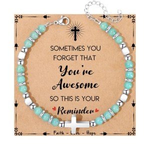 JoycuFF Christmas Birthday Gifts for Women Teen Inspirational Christian Gifts Coross Bracelets Teen Trendy Stuff Gifts for Daughter Granddaughter Sister Niece Jewelry