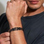 JoycuFF Gifts for Men Leather Bracelet for Men To My Man Boyfriend Husband Lettering Love You Forever Gifts for Him Christmas Anniversary Birthday Valentine's Day Promise Thank You Gifts 8.5inches