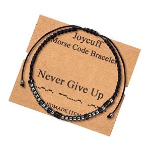 JoycuFF Inspiratipnal Morse Code Bracelets for Women Birthday Gifts for Wife Best Firend Girlfriend Sister Handmade Beads BFF Jewelry Trendy Never Give Up
