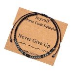 JoycuFF Inspiratipnal Morse Code Bracelets for Women Birthday Gifts for Wife Best Firend Girlfriend Sister Handmade Beads BFF Jewelry Trendy Never Give Up