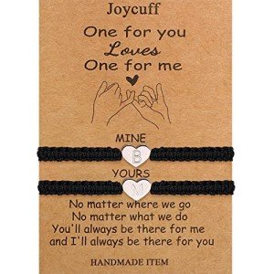 JoycuFF Valentine's Day Gifts for Boyfriend Girlfriend Wife Husband Fiancee Adjustable Initial Charms B&M 2pcs Matching Bracelets for Couples