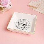 JoycuFF Inspirational Gifts for Women Girl Christian Birthday Thanksgiving Day Ceramic Trinket Dish Tray Christmas Graduation Ring Holder Motivational Gifts for Friends Sister Daughter