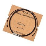 JoycuFF Gifts for Sister Birthday Morse Code Bracelets Motivational Unique Hand Made Beaded Thanksgiving Day Christmas Jewelry