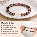 JoycuFF Christian Gifts for Women Faith, Cross Bracelet for Women, Religious Gifts for Women Easter Catholic Christian Jewelry Pink Black Rhodonite Gifts