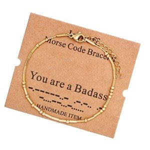 JoycuFF You are A Badass Funny Gifts For Women Adjustable Morse Code Bracelets Gifts For Women Friends Soul Sister Aunt Best Friend Birthday Christmas Friendship Gold Bracelet