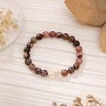 JoycuFF Christian Gifts for Women Faith, Cross Bracelet for Women, Religious Gifts for Women Easter Catholic Christian Jewelry Pink Black Rhodonite Gifts