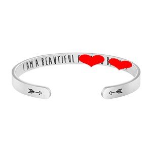 JoycuFF Encouragement Bracelets for Women Inspirational Silver Cuff for Her Birthday Christmas Gifts to Yourself or Anyother You Love with Engraved Message I Am A Beautiful