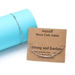 JoycuFF Motivational Morse Code Anklets for Women Inspirational Encouragement Christmas Birthday Graduation Gifts for Her Daughter Wife Girlfriend Secret Message Jewelry Strong And Fearless