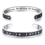 TONY & SANDY Friend Gifts for Women Christmas Stocking Stuffers Adults Be Brave Be Strong Be Badass Inspirational Bracelet Daughter Granddaughter Motivational Anxiety Sober Sun Moon Basket