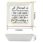 JoycuFF Trinket Dishes for Jewelry Friend Bff Birthday Christmas Gift Jewelry Tray for Rings Necklaces Bracelets Earrings a Friend is One of the Nicest Things