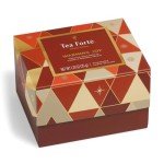 Tea Forte Warming Joy Holiday 3-Piece Tea Gift Set with Red Cafe Cup with Lid, Tea Tray and 10 Assorted 2 of Each Variety Handcrafted Pyramid Infuser Tea Bags
