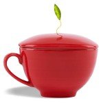 Tea Forte Warming Joy Holiday 3-Piece Tea Gift Set with Red Cafe Cup with Lid, Tea Tray and 10 Assorted 2 of Each Variety Handcrafted Pyramid Infuser Tea Bags