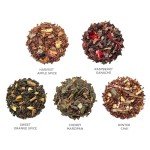 Tea Forte Warming Joy Holiday 3-Piece Tea Gift Set with Red Cafe Cup with Lid, Tea Tray and 10 Assorted 2 of Each Variety Handcrafted Pyramid Infuser Tea Bags