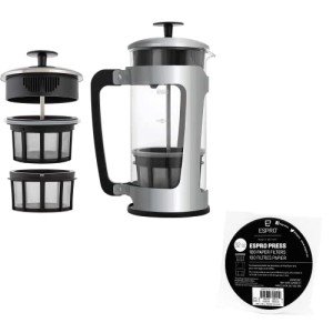 ESPRO P5 French Press - Double Micro-Filtered Coffee and Tea Maker, 32 Ounce, Polished Stainless Steel 100 Count Coffee Paper Filters