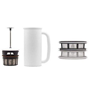 ESPRO - P7 French Press - Double Walled Stainless Steel Insulated Coffee and Tea Maker with Micro-Filter - Keep Drinks Hotter for Longer, Perfect for Home (Matte White, 32 Oz) + Extra Tea Micro-Filter