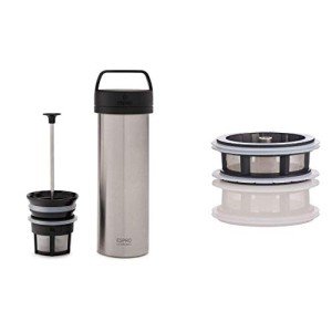 ESPRO P0 Ultralight Double Walled Stainless Steel Vacuum Insulated Coffee French Press + Tea Micro-Filter, 16 Ounce, Brushed Stainless Steel