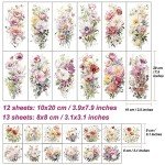 Everjoy Flower Temporary Tattoo Sleeve Sheets, 12 Large Watercolor Floral Tattoo Stickers, 13 Small Fake Flower Tattoo Designs for Women and Girls