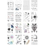 Everjoy Bohemian-inspired Realistic Temporary Tattoos for Women and Men - Waterproof, Long-lasting, and Meaningful Tattoo Designs including Butterfly, Moon, Sun, Love, Letters and Words