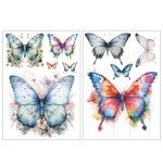 Everjoy Realistic Watercolor Butterfly Temporary Tattoo Stickers - Waterproof Fake Tattoos Body Decorations for Women and Girls