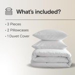DOZ Duvet Cover Set, 100% Viscose derived from Bamboo, Organically Grown, Buttery Soft, Cooling Duvet Covers, High GSM, 1 Duvet Cover and 2 Pillowcases, 90"x90" (Snow, Full/Queen)