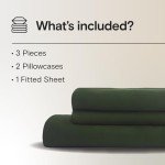 DOZ Sheet Set, 100% Viscose derived from Bamboo, Organically Grown, Buttery Soft, Cooling Sheets, High GSM, Deep Pockets - 3 Piece - 2 Pillowcases 1 Fitted Sheet (Forest, Queen)