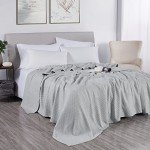 DOZ by SIJO 50% Viscose Derived from Bamboo and 50% Cotton Blend Full-Queen Summer Waffle Lightweight Bed Blanket, Dove