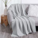 DOZ by SIJO 50% Viscose Derived from Bamboo and 50% Cotton Blend Full-Queen Summer Waffle Lightweight Bed Blanket, Dove