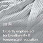 DOZ by SIJO 50% Viscose Derived from Bamboo and 50% Cotton Blend Full-Queen Summer Waffle Lightweight Bed Blanket, Dove