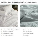 DOZ Sheet Set, 100% Viscose derived from Bamboo, Organically Grown, Buttery Soft, Cooling Sheets, High GSM, Deep Pockets - 3 Piece - 2 Pillowcases 1 Fitted Sheet (Forest, Queen)
