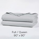 DOZ by SIJO 50% Viscose Derived from Bamboo and 50% Cotton Blend Full-Queen Summer Waffle Lightweight Bed Blanket, Dove