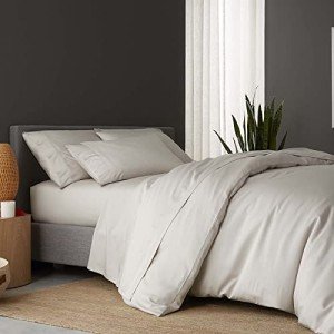 DOZ Sheet Set + Duvet Cover Set. 1 Fitted Sheet, 1 Top Sheet, 1 Duvet Cover, 2 Pillowcases, 2 Shams. (Fog, Queen)