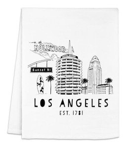 Moonlight Makers Kitchen Towels, Los Angeles Skyline, Flour Sack Dish Towel, Farmhouse Home Decor, Bar Tea Towels, White Dish Towel
