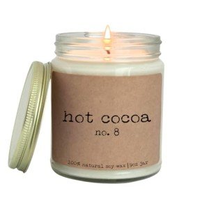 Moonlight Makers Hot Cocoa Candle, Chocolate Candle with Essential Oils, Craft Label Candle, Sweet Soy Candle for Home, Long Lasting 40+ Hour Burn Time, 9oz Clear Glass Jar