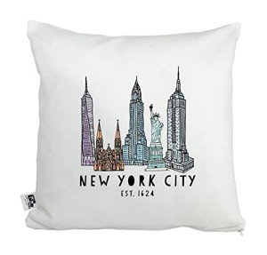 Moonlight Makers, New York City Skyline (NYC), Decorative Pillow Case, 100% Cotton Canvas Pillowcase, Farmhouse Decor, Gift for Home, Funny Design