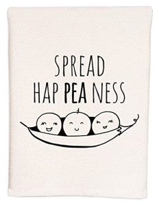Moonlight Makers Classic Waffle Weave Hand Cloth, Bathroom/Kitchen Hand Towel, Xmas Gift Idea, Fast Absorbing Soft Kitchen Decor, Funny Design, Cute Dish Cloth, Pure 100% Cotton (Spread Hap Pea Ness)