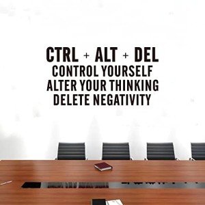SEATUNE Office Gym Motivational Wall Decals - Inspirational Quotes Wall Stickers - Office Desk School Classroom Positive Home Vinyl Art Wall Decor - CTRL+ALT+DEL 36.2"X19"