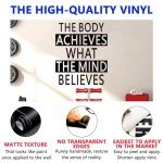 SEATUNE Large Gym Wall Decals - Inspirational Quotes Motivational Sports Wall Stickers - Office Bedroom Classroom Home Garage Vinyl Art Wall Decor - The Body Achieves What The Mind Believes 20"X24"