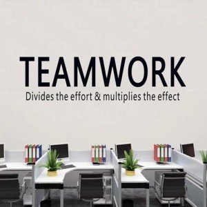 SEATUNE X-Large Office Quotes Wall Decals - Teamwork Inspirational Positive Motivational Wall Sticker - Home Vinyl Art Wall Decor - Teamwork Divides The Effort & Multiplies The Effect 45"X16"